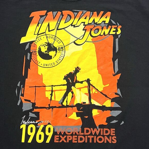 Indiana Jones Mens 3XL Shirt World Wide Expedition 1969 Black Graphic Movie Tee - Picture 5 of 7